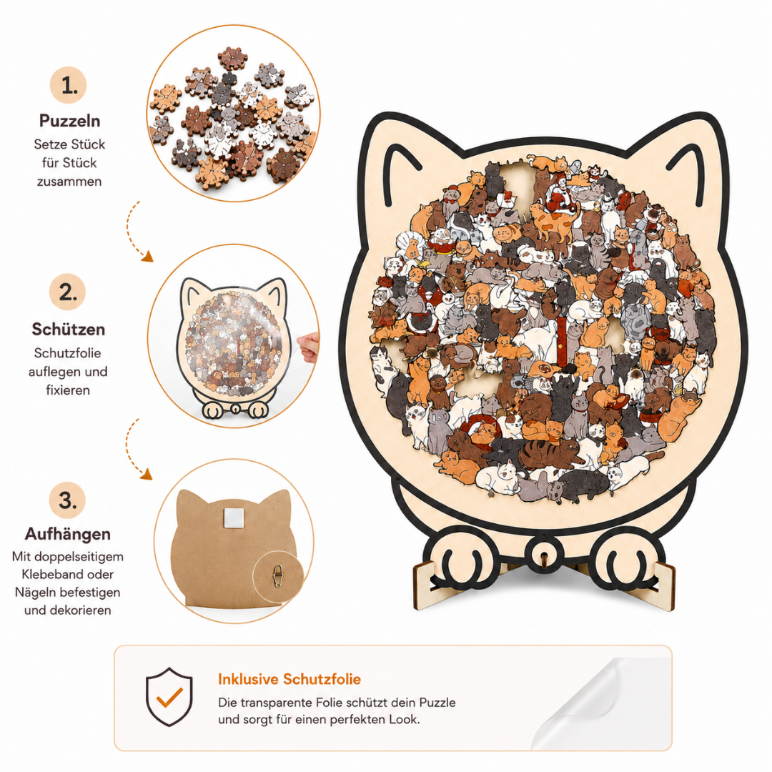 Wooden Puzzle for Cat Lovers
